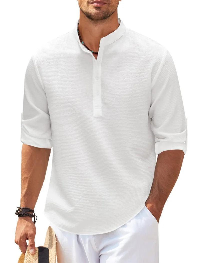 Camisa de Linho Masculina Casual Summer